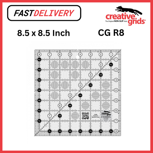 Creative Grids Quilt Ruler 8.5 x 8.5 Inch Square Non Slip Quilt Ruler Sewing Quilting Crafts - CG R8