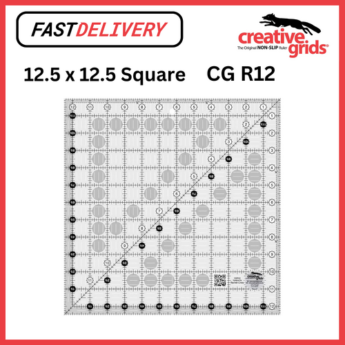 Creative Grids Quilt Ruler 12.5 x 12.5 Inch Square Non-Slip Quilt Ruler Sewing Quilting Crafts - CG R12