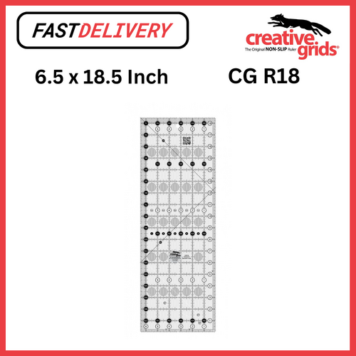 Creative Grids Quilt Ruler 6.5 x 18.5 Inch Rectangle Non Slip Quilt Ruler Sewing Quilting Crafts - CG R18