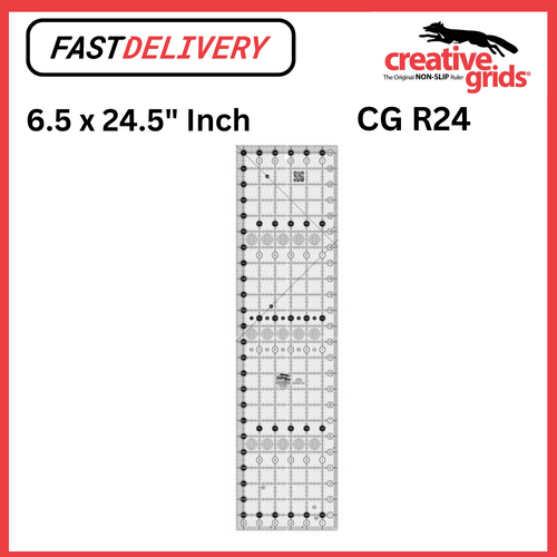 Creative Grids Quilt Ruler 6.5 x 24.5 Inch Rectangle Non Slip Quilt Ruler Sewing Quilting Crafts - CG R24