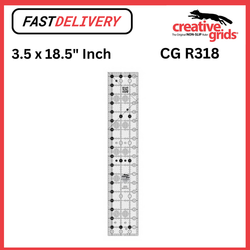 Creative Grids Quilt Ruler 3.5 x 18.5 Inch Rectangle Non Slip Quilt Ruler Sewing Quilting Crafts - CG R318