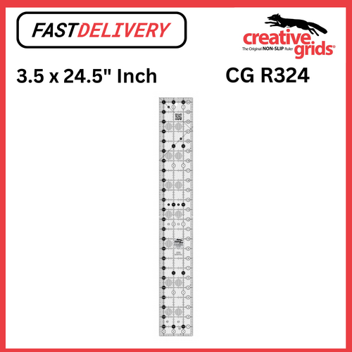 Creative Grids Quilt Ruler 3.5 x 24.5 Inch Rectangle Non Slip Quilt Ruler Sewing Quilting Crafts - CG R324