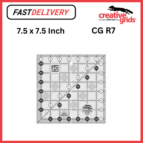 Creative Grids Quilt Ruler 7.5 x 7.5 Inch Square Non Slip Quilt Ruler Sewing Quilting Crafts - CG R7