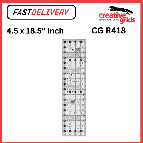 Creative Grids Quilt Ruler 4.5 x 18.5 Inch Rectangle Non Slip Quilt Ruler Sewing Quilting Crafts - CG R418