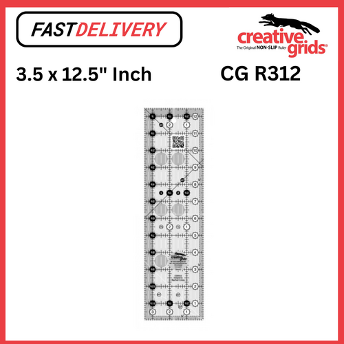 Creative Grids Quilt Ruler 3.5 x 12.5 Inch Rectangle Non Slip Quilt Ruler Sewing Quilting Crafts - CG R312