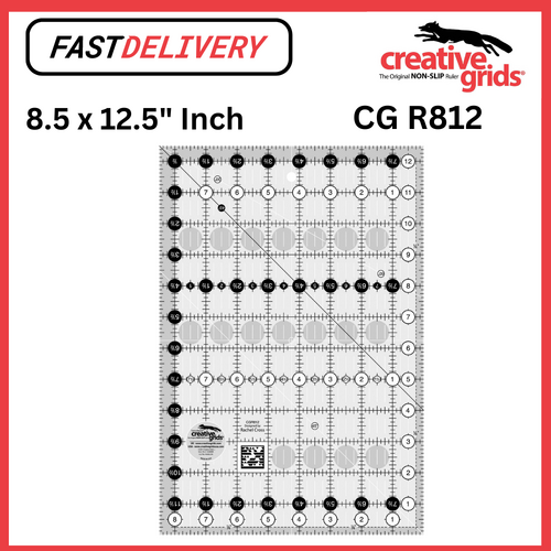 Creative Grids Quilt Ruler 8.5 x 12.5 Inch Rectangle Non Slip Quilt Ruler Sewing Quilting Crafts - CG R812