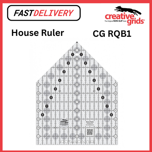 Creative Grids House Ruler 9½ x 12 Inch Designed For Multiple Shapes Non Slip Quilt Ruler Sewing Quilting Crafts - CG RQB1