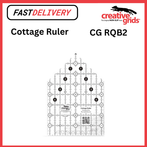 Creative Grids Cottage Ruler 5½ x 8½ Inch Designed For Multiple Shapes Smaller Version Of House Ruler Non Slip Quilt Ruler - CG RQB2