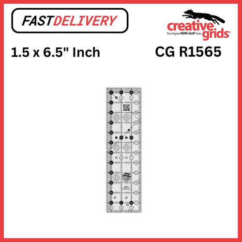 Creative Grids Quilt Ruler 1.5 x 6.5 Inch Rectangle Non Slip Quilt Ruler Sewing Quilting Crafts - CG R1565 