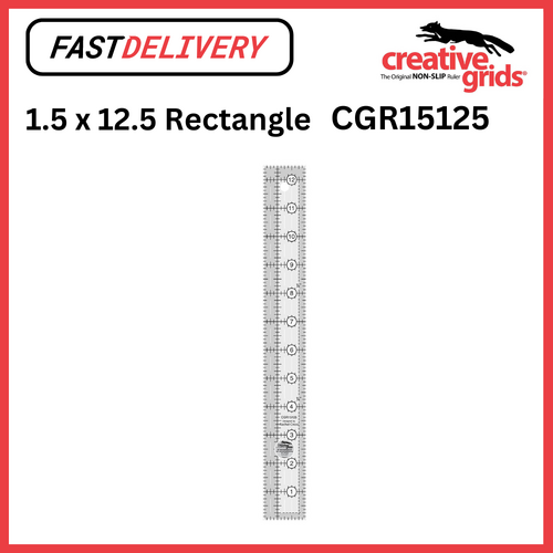 Creative Grids Quilt Ruler 1.5 x 12.5 Inch Rectangle Non Slip Quilt Ruler Sewing Quilting Crafts CGR15125 - CG R15125