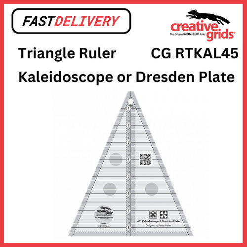 Creative Grids Kaleidoscope or Dresden Plate Triangle Ruler 45 Degree Non Slip Quilt Ruler Sewing Quilting Crafts - CG RTKAL45 