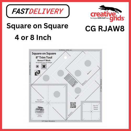 Creative Grids Square on Square 8 Inch Trim Tool Sewing Quilting Crafts - CG RJAW8