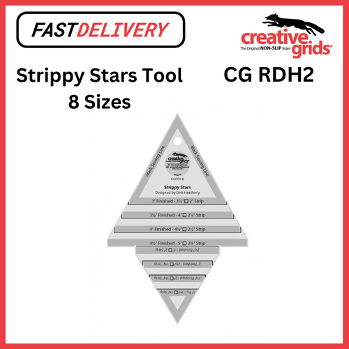 Creative Grids Strippy Stars Tool Non Slip Quilt Ruler Sewing Quilting Crafts - CG RDH2