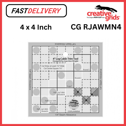 Creative Grids Log Cabin Trim Tool 4 x 4 Inch Sewing Quilting Crafts - CG RJAWMN4