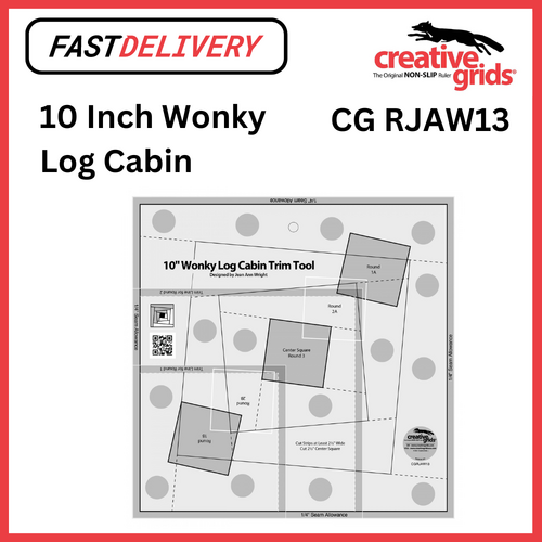 Creative Grids 10 Inch Wonky Log Cabin Trim Tool Sewing Quilting Crafts - CG RJAW13