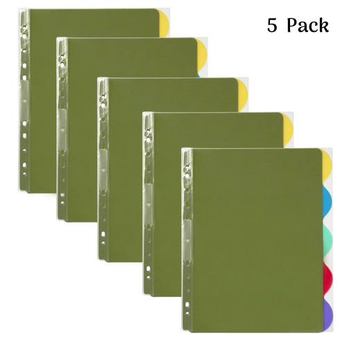 Marbig A4 5 Tab Dividers Extra Wide  Coloured Transparent View 37845 - 5 Pack