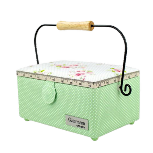Gutermann X Birch Summer Loft Sewing Basket Small Rectangle - Roses Green