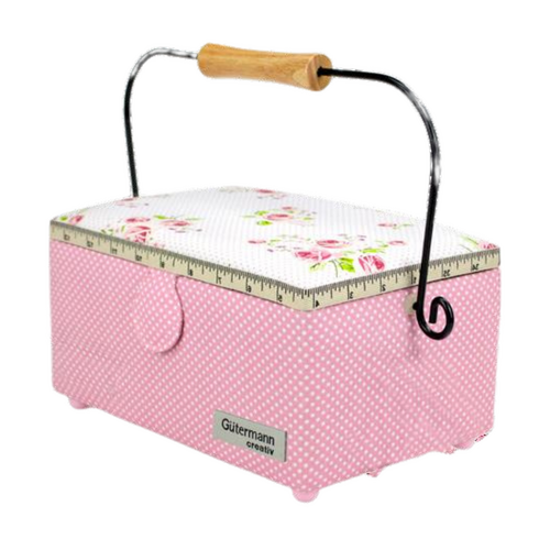 Gutermann X Birch Summer Loft Sewing Basket Small Rectangle - Roses Pink