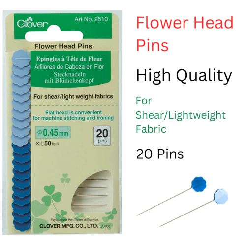 Clover Flower Head Pins Fine 20 Pins Per Pack Size 0.45 x 50mm - 2510