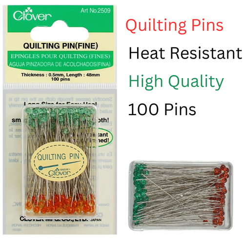 Clover Quilting Pins Fine 100 Pins Per Pack Size 0.50 x 48mm - 2509