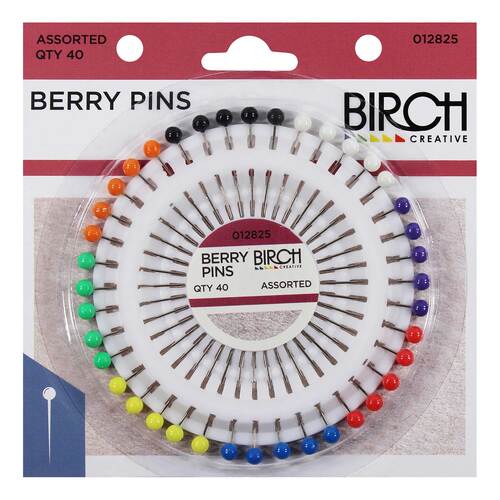 Birch Berry Pins Rosette With Large Heads Easy to See Assorted 40 Pack - 012825 