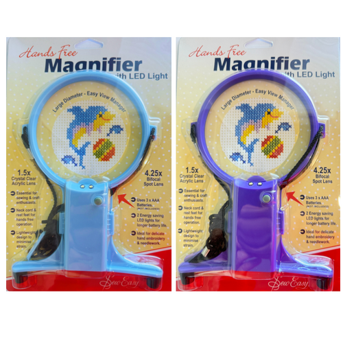 Sew Easy Hands Free Craft Magnifier Bifocal Spot Lens, Lightweight With LED Light - ER989