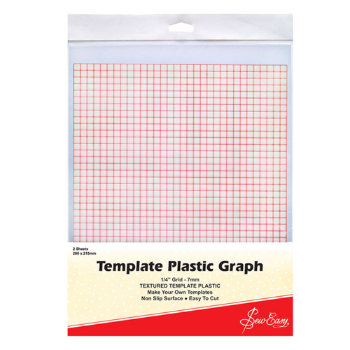 Sew Easy Textured Template Plastic Graph 7mm 2 Pack 1/4 Inch Grid - ER397