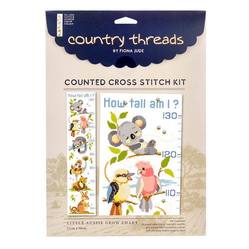 Country Threads LITTLE AUSSIE GROW CHART Counted Cross Stitch Kit 21x90cm - FJ-1098