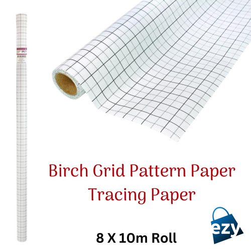 Birch GRID Pattern Paper 80cm x 10m Roll, Pattern Tracing Paper 024077 - Grid