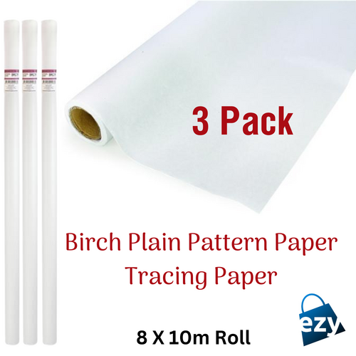 3 X Birch Pattern Paper 80cm x 10m Roll, Pattern Tracing Paper 024077 - Plain