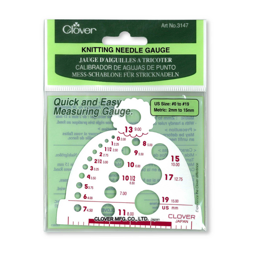 CLOVER Knitting Needle Gauge Measures 20 Needle Sizes - 303147