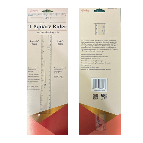 Sew Easy T-Square Quilters Ruler Flexible, Imperial & Metric 30cm 12" Inch - ER896