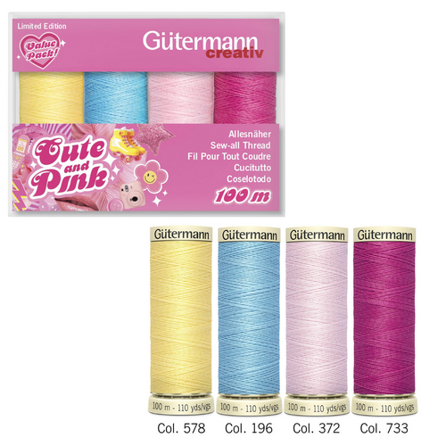 Gutermann Sew-All 100% Polyester Sewing Thread Cute Pink Box Set - 713324-1