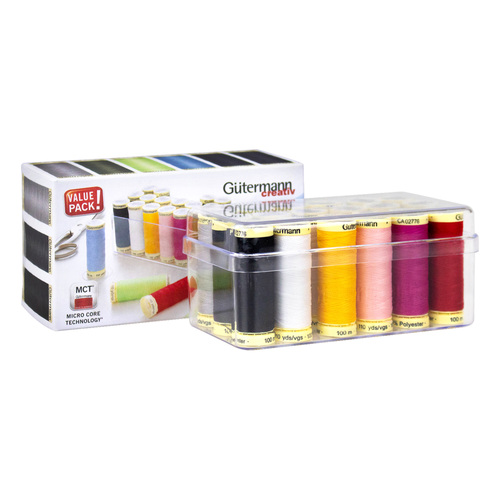 Gutermann Sewing Thread Box Storage With 18 Assorted 100m Spools - 799748