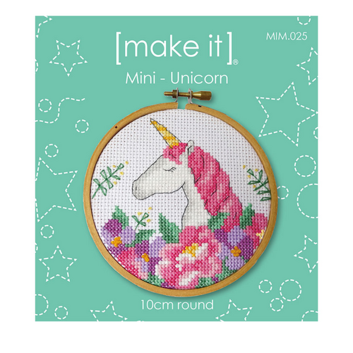 DIY Cross Stitch Kit With Hoop 10cm Round MIM.025 - Unicorn