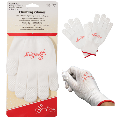 Sew Easy Quilters Gloves Rubberised Fingertips Sizes S-M or M-L