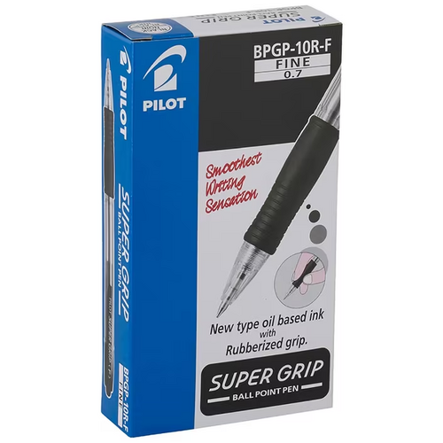 Pilot BPGP-10R-F Retractable Ballpoint Pen Fine 0.7mm Black 623130 - 12 Pack