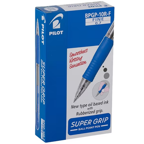 Pilot BPGP-10R-F Retractable Ballpoint Pen Fine 0.7mm Blue 623131 - 12 Pack