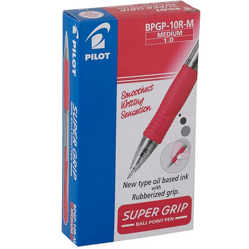 Pilot BPGP Retractable Ballpoint Pen Medium 1.0mm Red 623142 - 12 Pack
