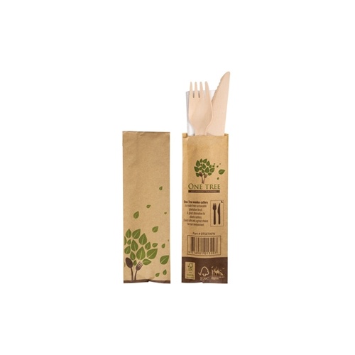 BYGREEN Wooden Knife Fork & Napkin Set OTSETKFN  - Pack 100