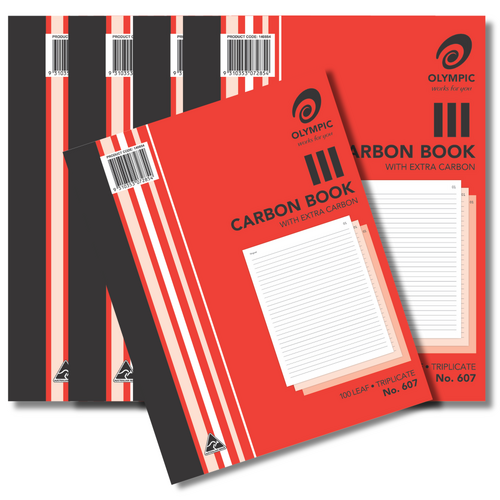 Olympic 607 Carbon Book 10 X 8 Triplicate 100 Pages 83823 - 5 Pack