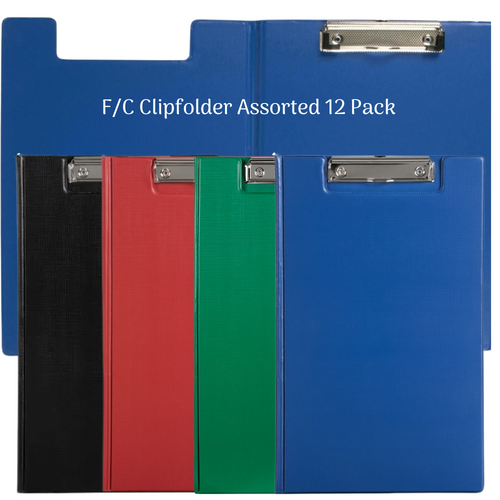 Marbig Foolscap Clipfolder 4300599 12 PACK - Assorted Colours