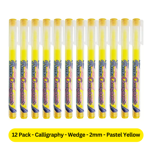 Artline Calligraphy Pen Pastel Colour Wedge Tip 2.0mm PASTEL YELLOW 125333 - 12 Pack