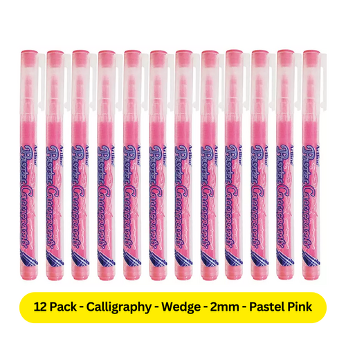 Artline Calligraphy Pen Pastel Colour Wedge Tip 2.0mm PASTEL PINK 125309 - 12 Pack