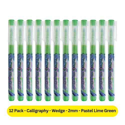 Artline Calligraphy Pen Pastel Colour Wedge Tip 2.0mm PASTEL LIME GREEN 125314 - 12 Pack