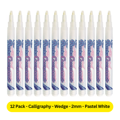 Artline Calligraphy Pen Pastel Colour Wedge Tip 2.0mm PASTEL WHITE 125333 - 12 Pack