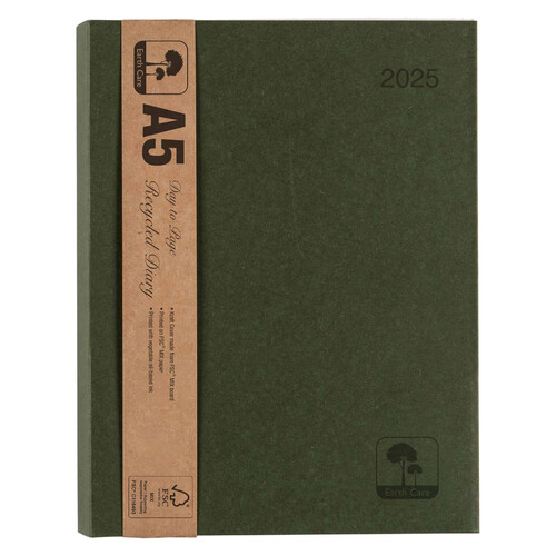 2025 Diary A5 Cumberland Earthcare Day To Page 51SEC25 Diaries - Green