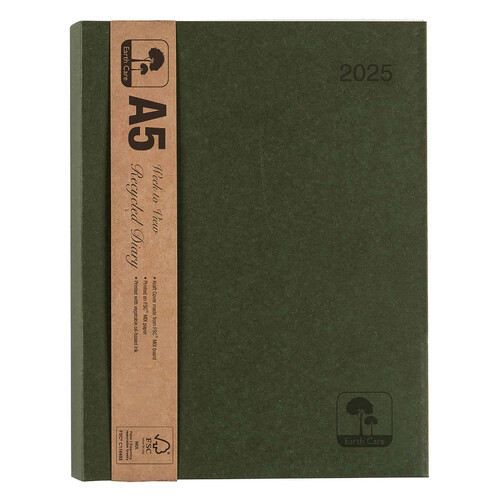 2025 Diary A5 Cumberland Earthcare Week to View 57SEC25 Diaries - Green