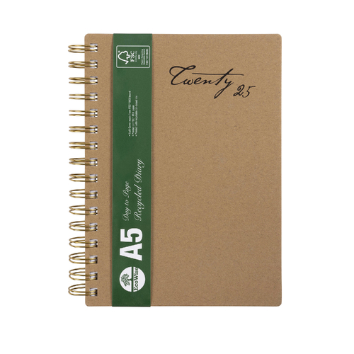 2025 Cumberland A5 Ecowise Day to Page Diary Diaries 51SECB25 - Brown