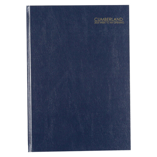 2025 Cumberland A4 Diary Week To View Casebound 47ECBL25 - Blue